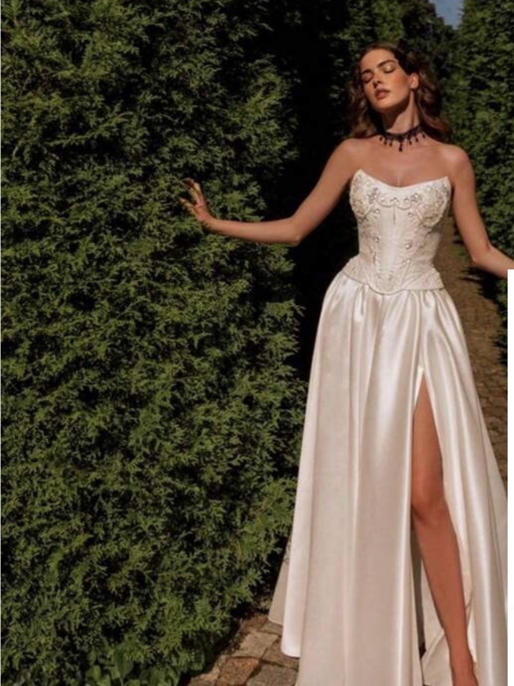 White Beaded Strapless Wedding/ Formal Gown - Picture 9 of 10